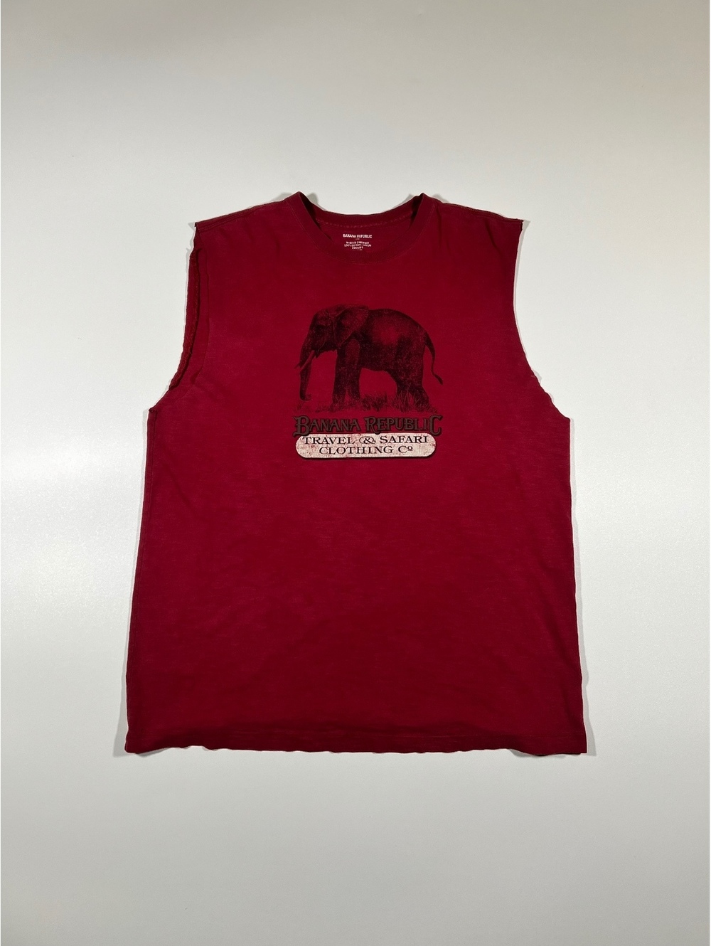 Banana Republic Travel Safari Elephant Tank Top L Maroon Muscle Tee